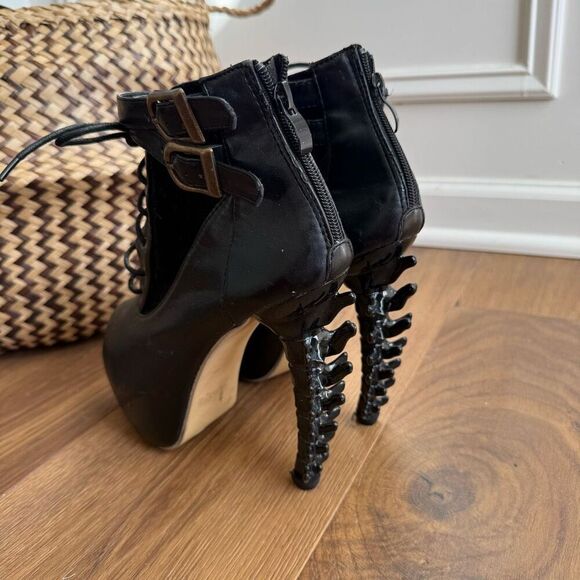 Gothic Babe Gothic Punk Bone Heel Boots Black $184 38 - Picture 5 of 14